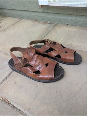 Vintage Men's Brown Leather Fisherman Sandals